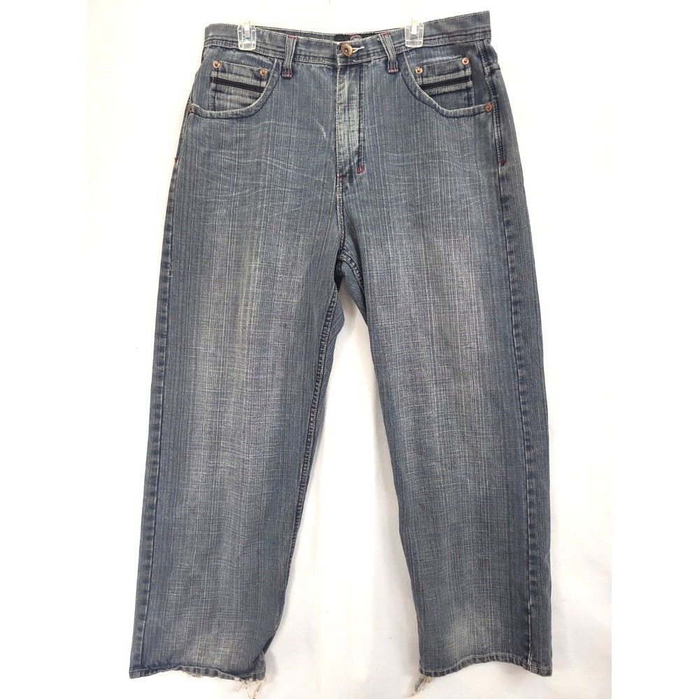 Vintage Y2K Royal Blue Jeans  Baggy Wide Leg Hip Hop Skate Grunge Mens 36x32